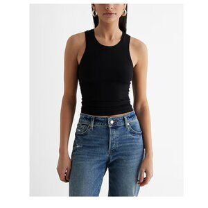 Fitted Ribbed High Neck Tank